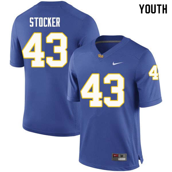 Youth #43 Jay Stocker Pittsburgh Panthers College Football Jerseys Sale-Royal